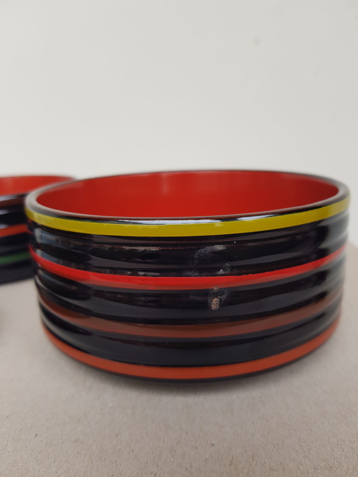 Antique Japanese Koma-nuri Lacquer Box – Traditional Spinning Top Motif , Signed Artis Studio Piece – Early 20th Century