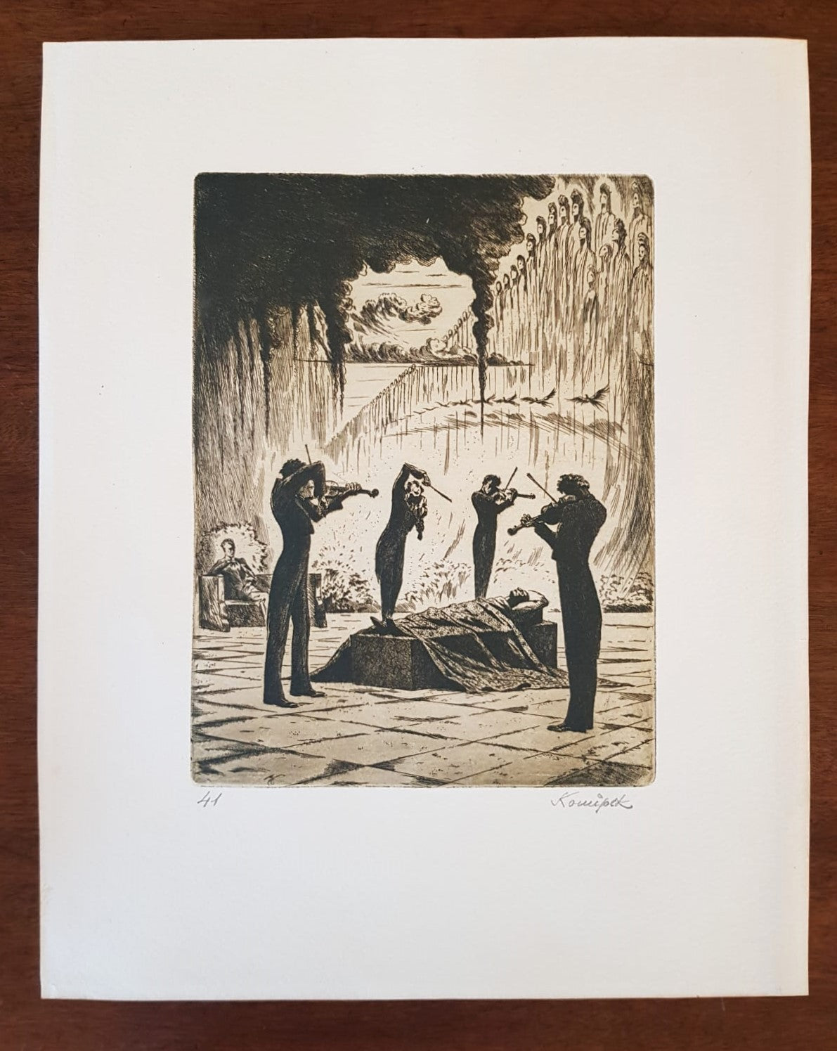 "Poslední píseň" (The Last Song) – Original Print by Jan Konůpek, Czechoslovakia, 1922