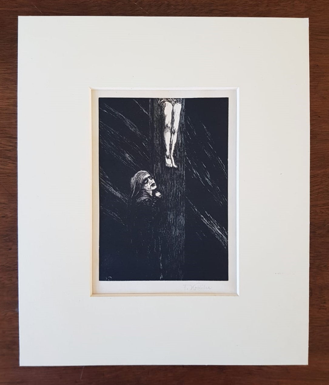 František Kobliha – "Passion Ballad" (Balada pašijová) – Original Signed Woodcut, Czechoslovakia 1947