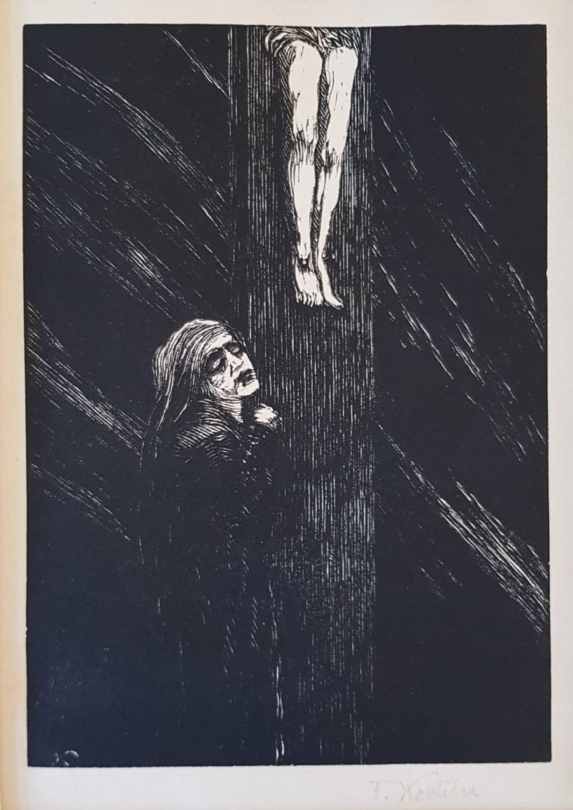František Kobliha – "Passion Ballad" (Balada pašijová) – Original Signed Woodcut, Czechoslovakia 1947