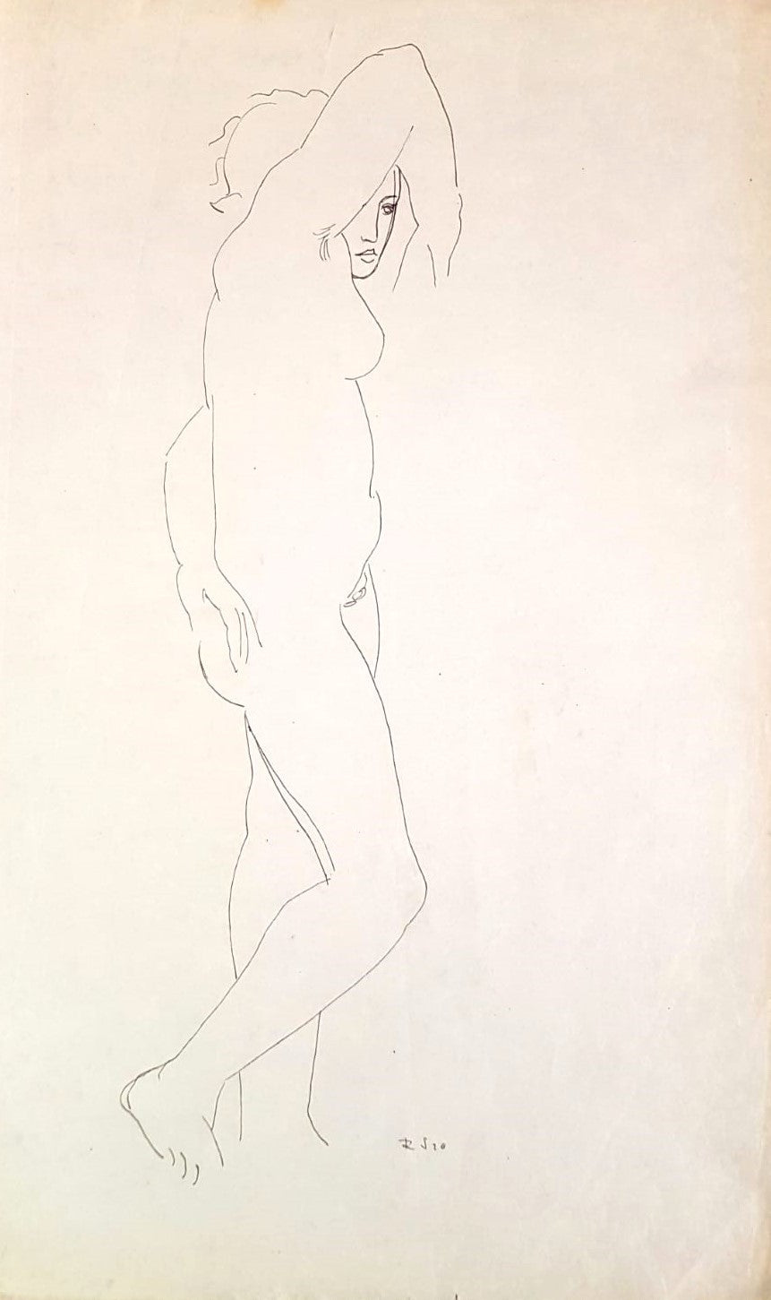 Charlotte Schrotter Radnitz (Lotte Frumi, 1899 - 1986)), An Avant-Garde Linear Female Nude Study, Czechoslovakia, 1926