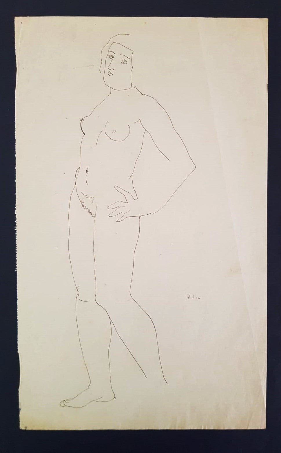 Charlotte Schrotter - Radnitz (Lotte Frumi 1899 - 1986), An Avant-Garde Linear Female Nude Study, Czechoslovakia, 1926
