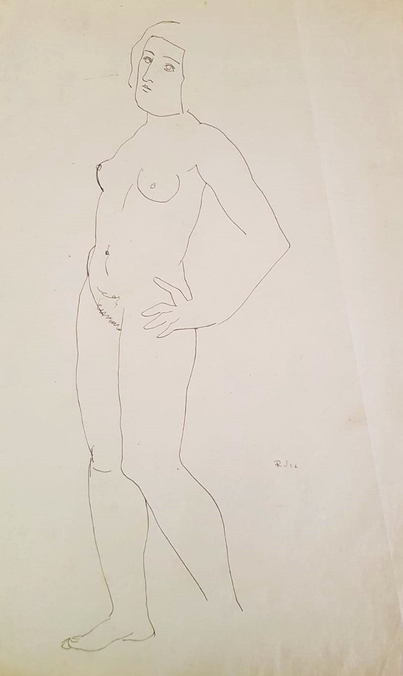 Charlotte Schrotter - Radnitz (Lotte Frumi 1899 - 1986), An Avant-Garde Linear Female Nude Study, Czechoslovakia, 1926