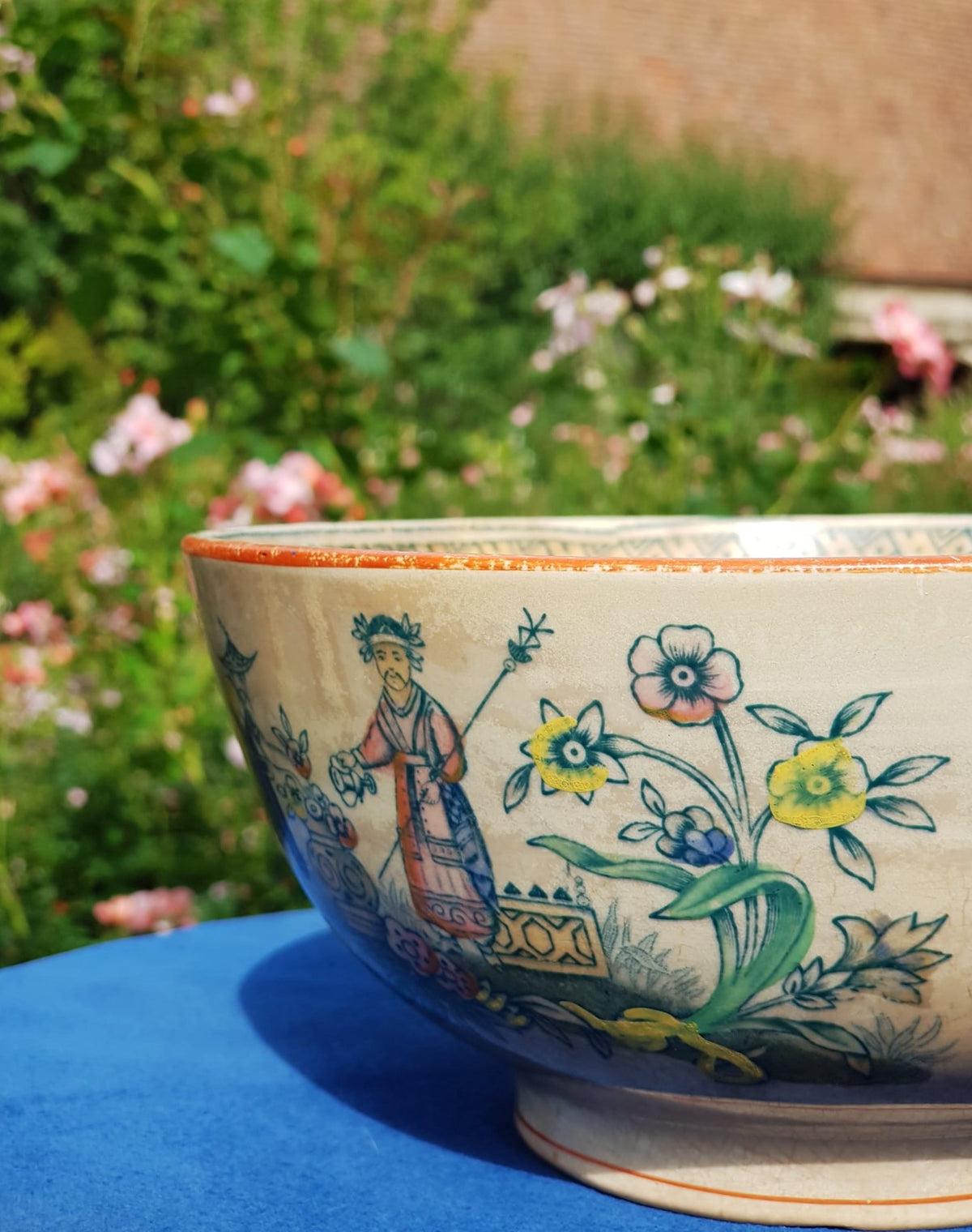 Large Antique 19th Century Chinoiserie Ironstone Bowl - "Chang" Pattern by Edge, Malkin & Co. - c. 1871-1891