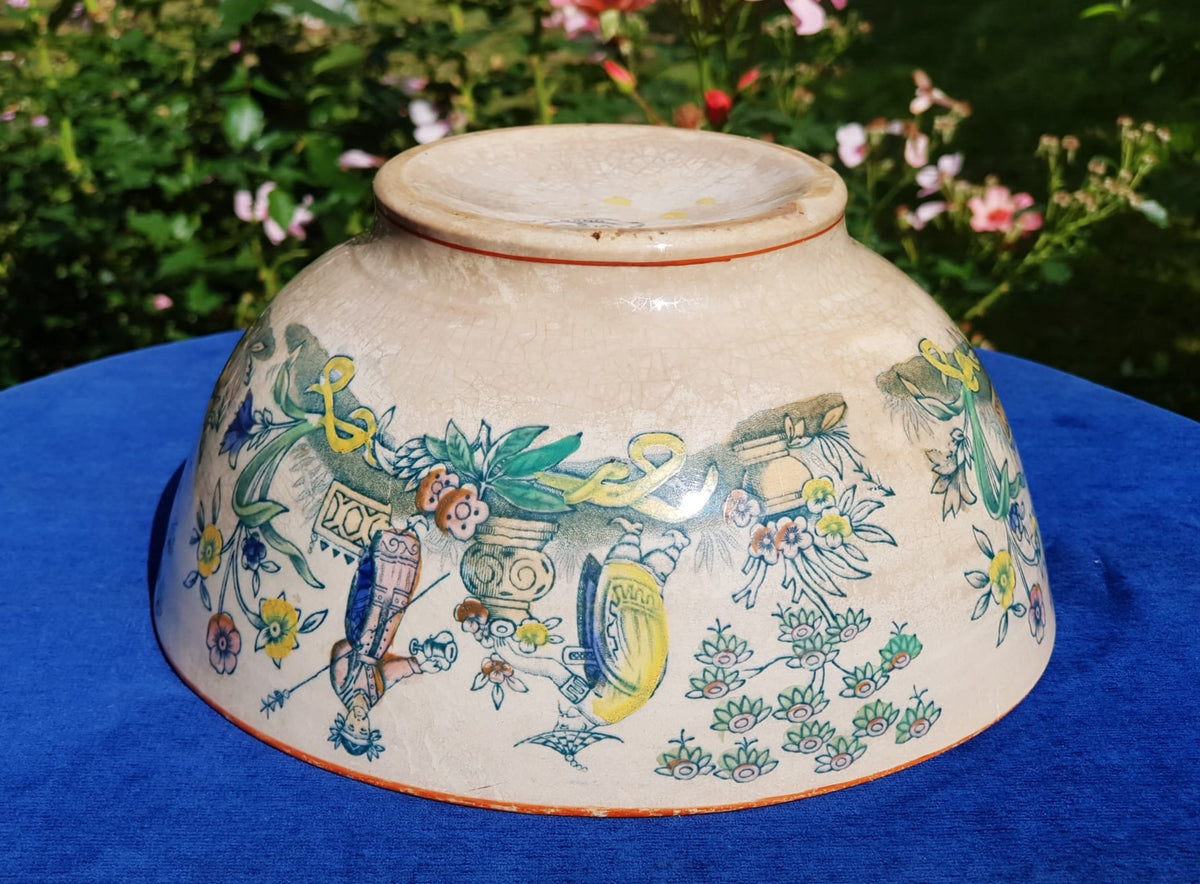 Large Antique 19th Century Chinoiserie Ironstone Bowl - "Chang" Pattern by Edge, Malkin & Co. - c. 1871-1891
