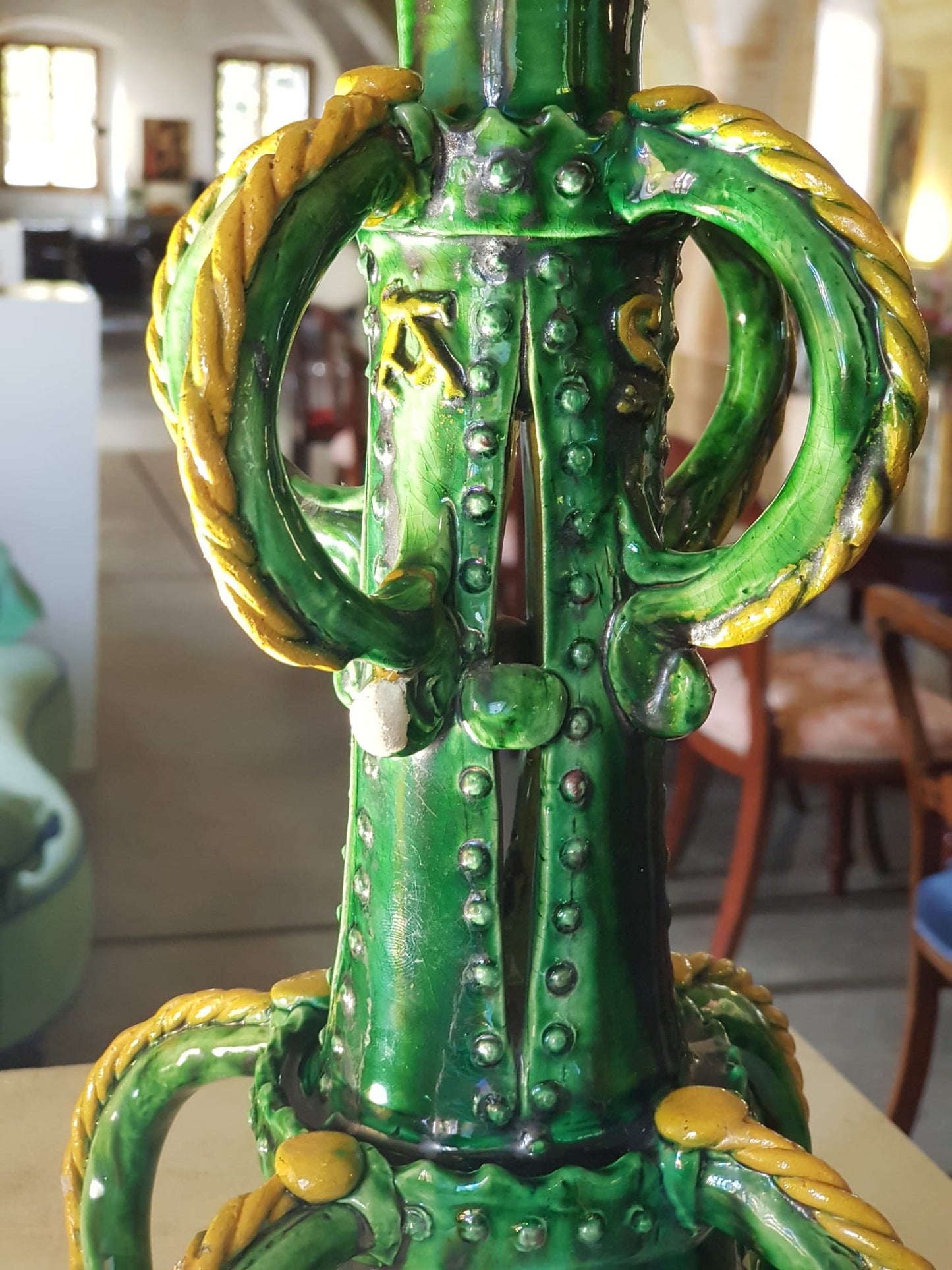 Hedingham Pottery Candlestick by Edward Bingham, England 1890