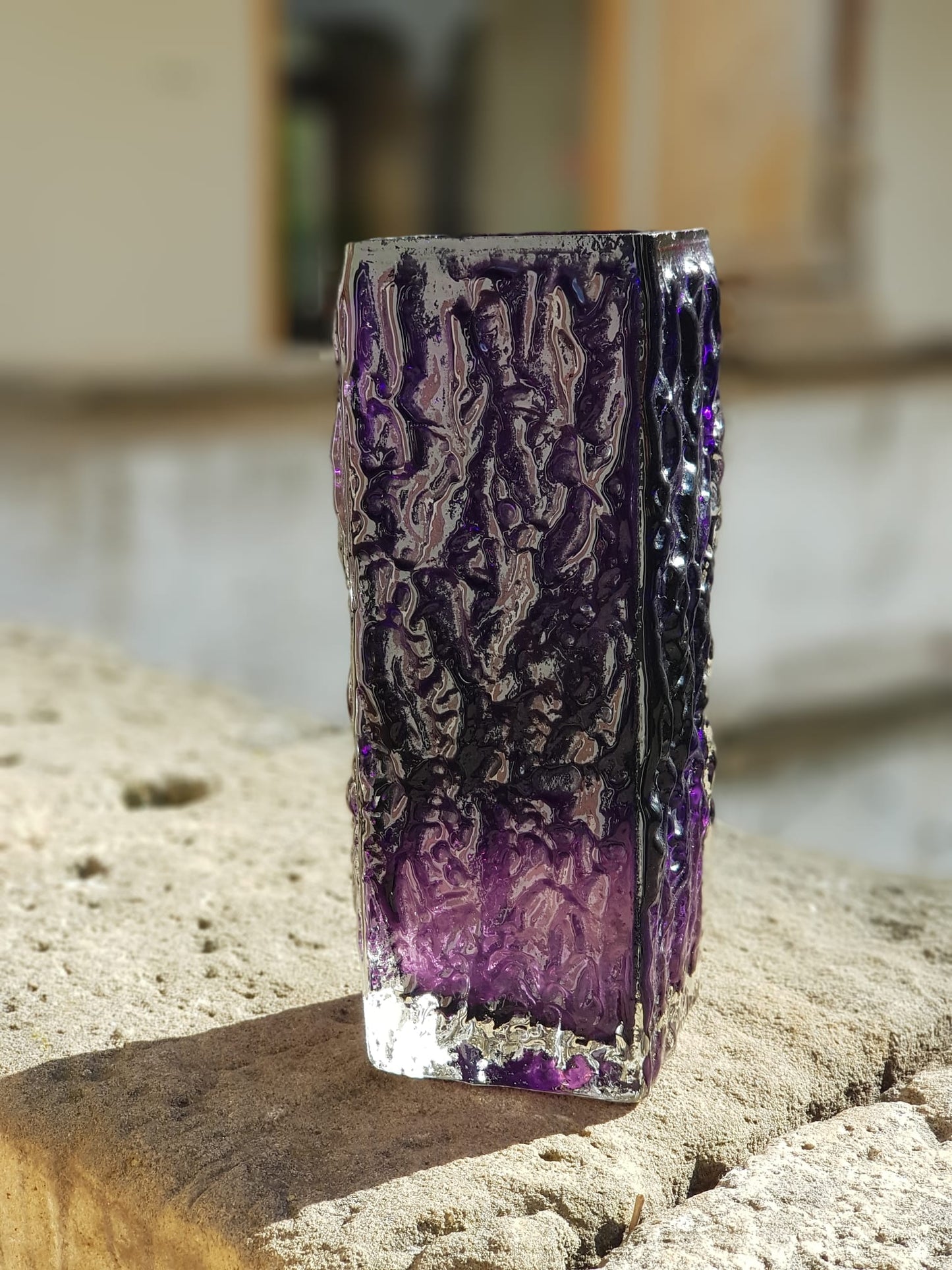 Whitefriars Aubergine "bark"  Vase  by Geoffrey Baxter