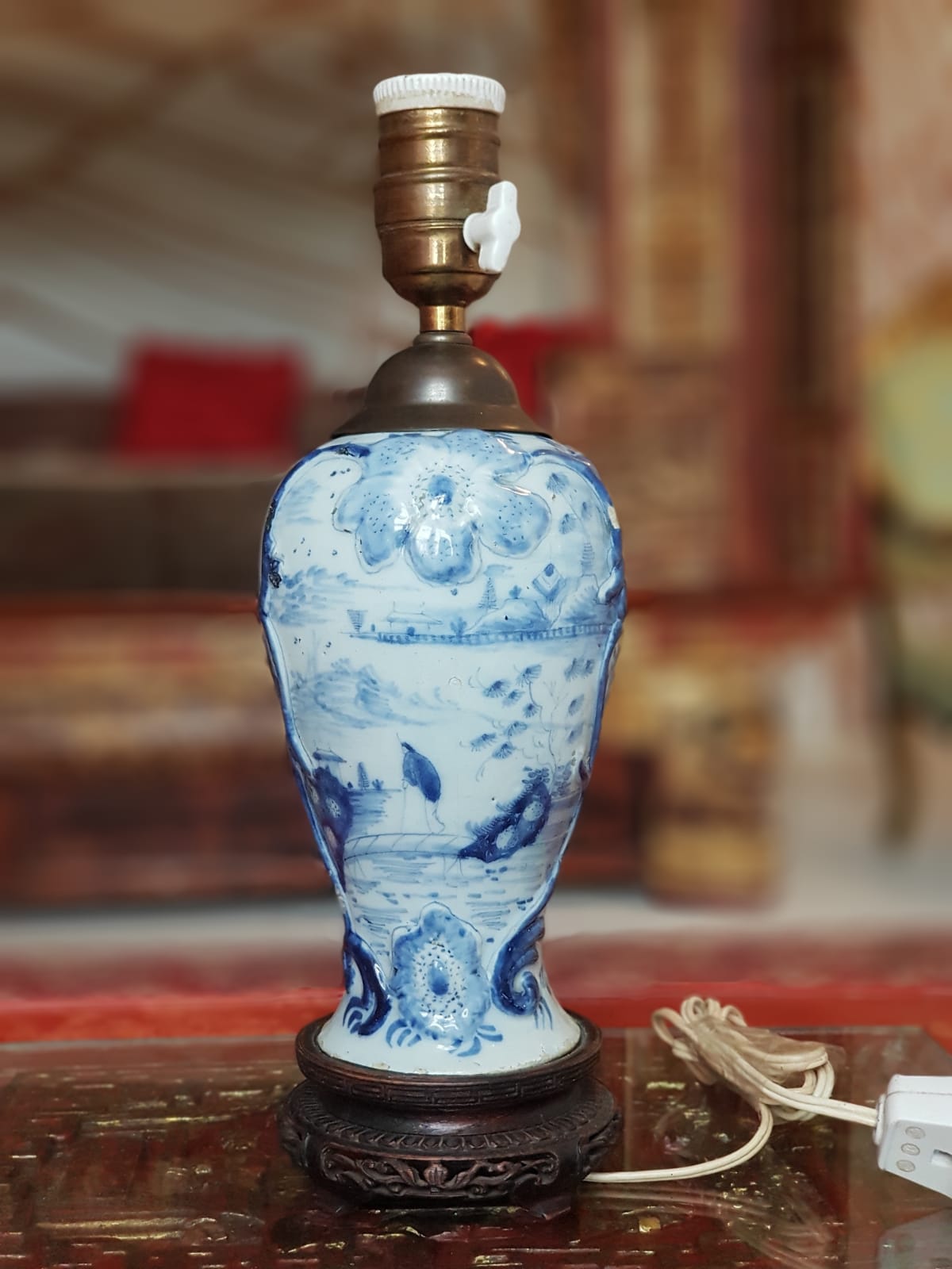 Antique Delft lampstand  1800/1900