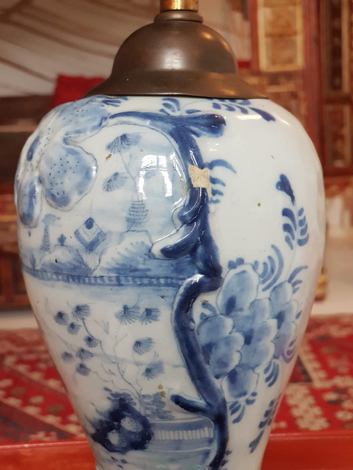 Antique Delft lampstand  1800/1900