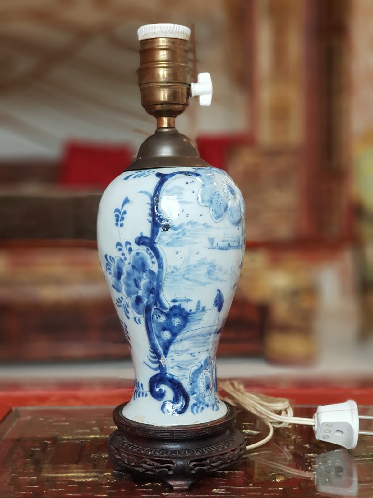 Antique Delft lampstand  1800/1900