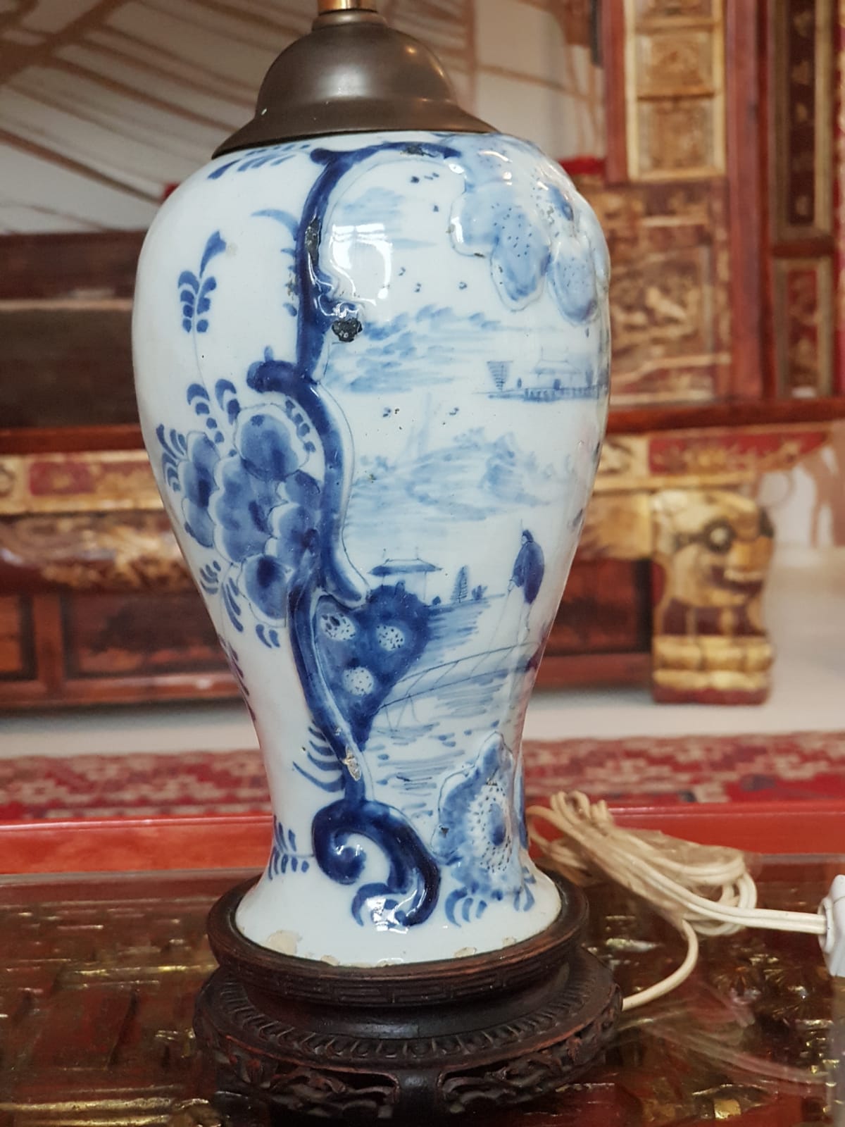 Antique Delft lampstand  1800/1900