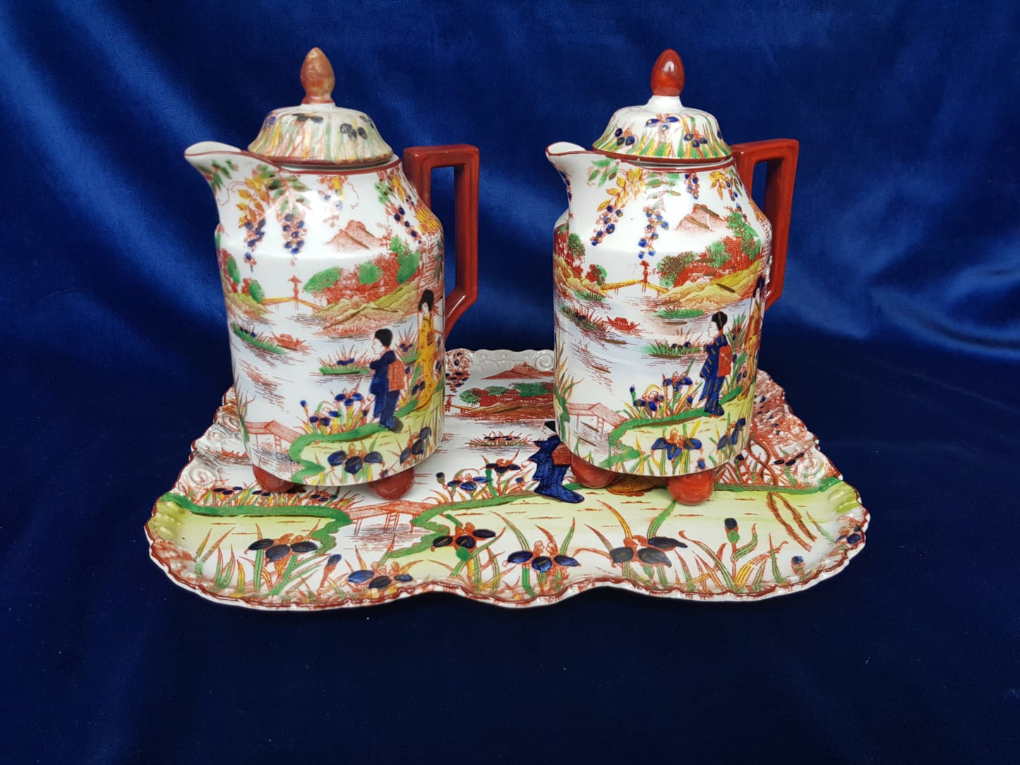 Antique Tea/Coffea Pots  Porcelain Set by Victoria, Czecho-Slovakia, 1930s