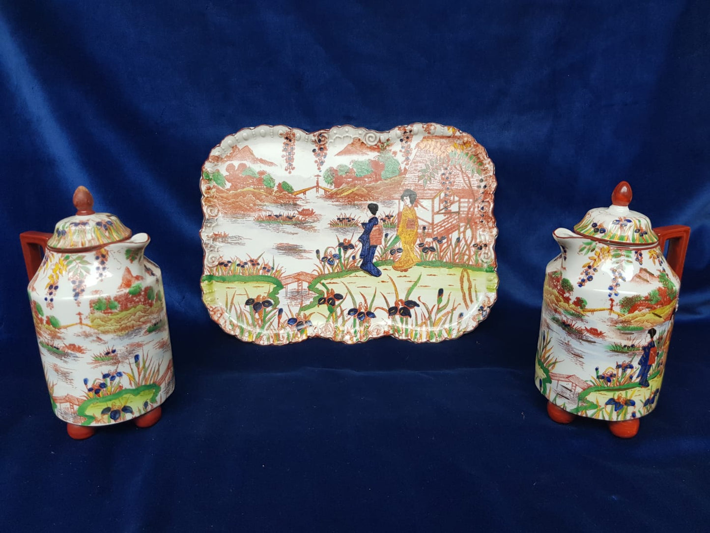 Antique Tea/Coffea Pots  Porcelain Set by Victoria, Czecho-Slovakia, 1930s