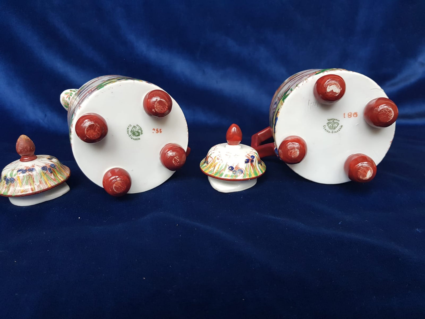 Antique Tea/Coffea Pots  Porcelain Set by Victoria, Czecho-Slovakia, 1930s