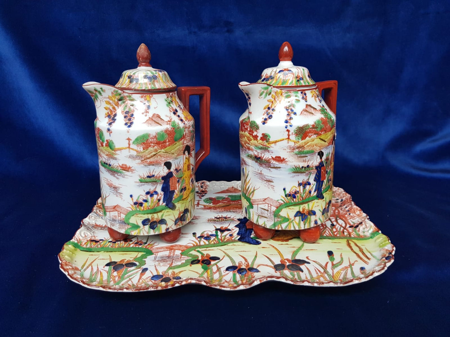 Antique Tea/Coffea Pots  Porcelain Set by Victoria, Czecho-Slovakia, 1930s