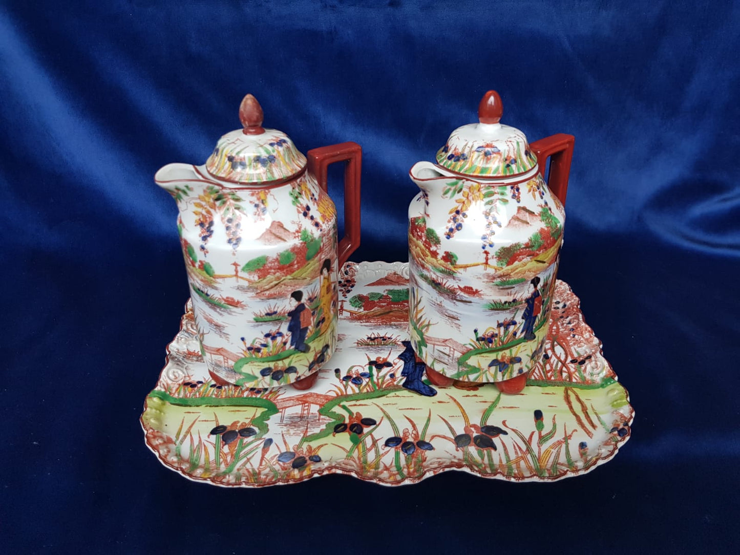 Antique Tea/Coffea Pots  Porcelain Set by Victoria, Czecho-Slovakia, 1930s