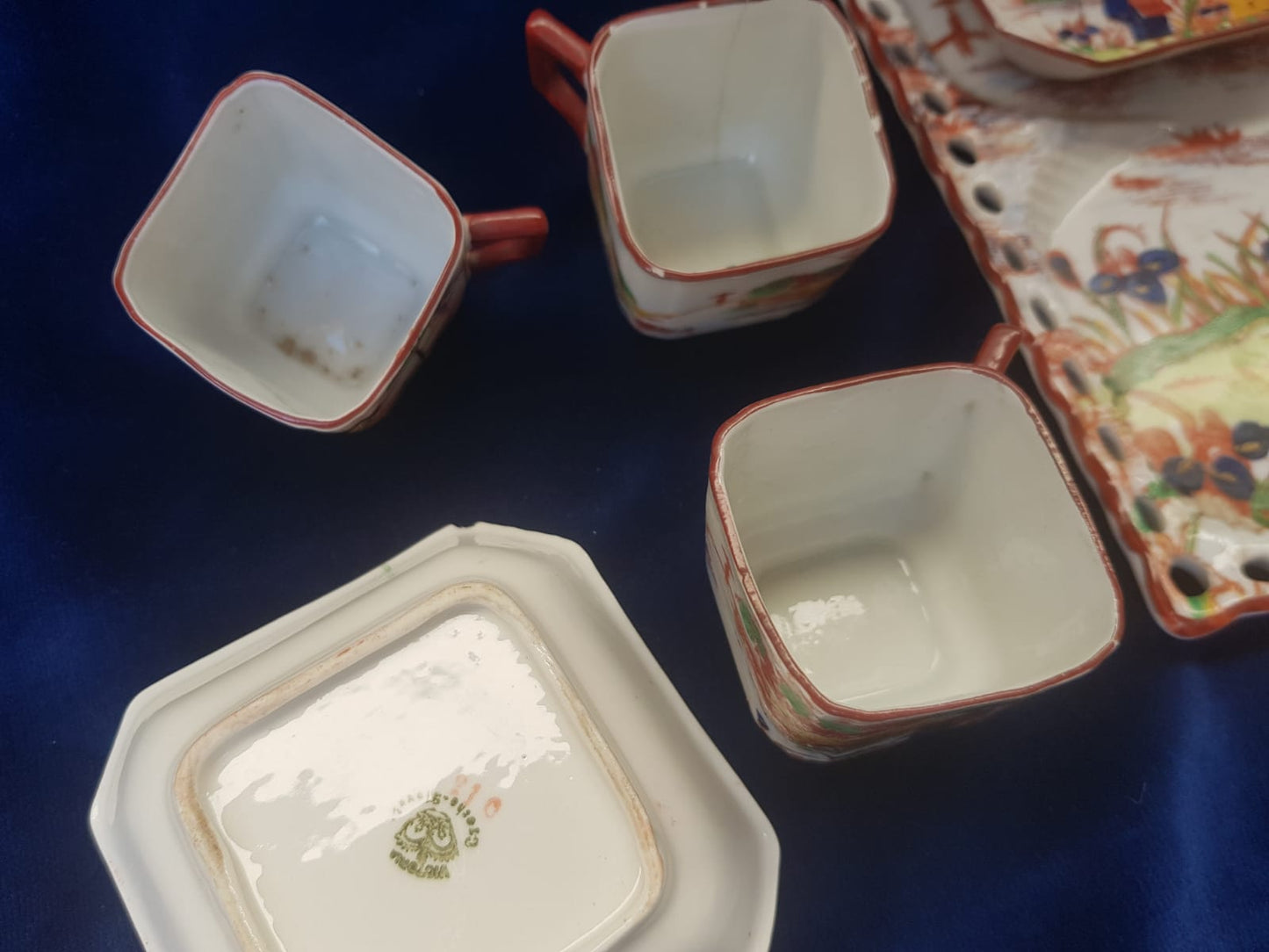 Antique Mocca Coffee Set by Victoria, Czecho-Slovakia 1930s