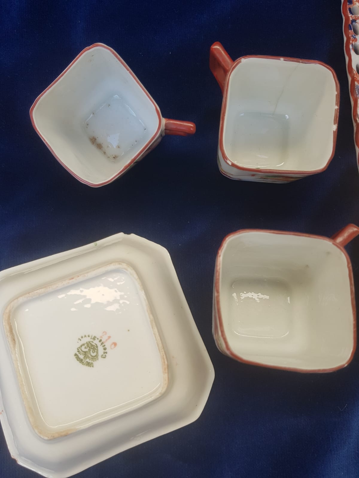 Antique Mocca Coffee Set by Victoria, Czecho-Slovakia 1930s