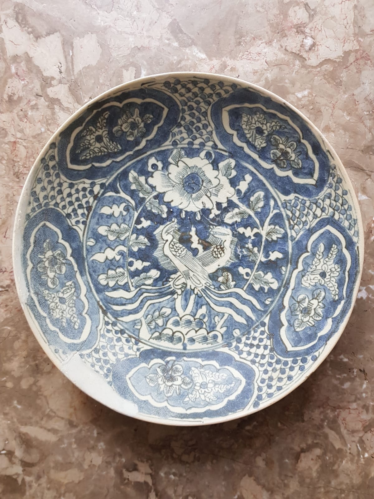 Set of 3 "Phoenix" Plate, Binh Thuan Shipwreck, Swatow, Ming Dynasty, China 1608