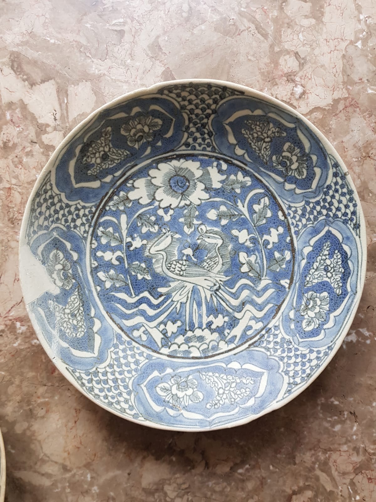 Set of 3 "Phoenix" Plate, Binh Thuan Shipwreck, Swatow, Ming Dynasty, China 1608