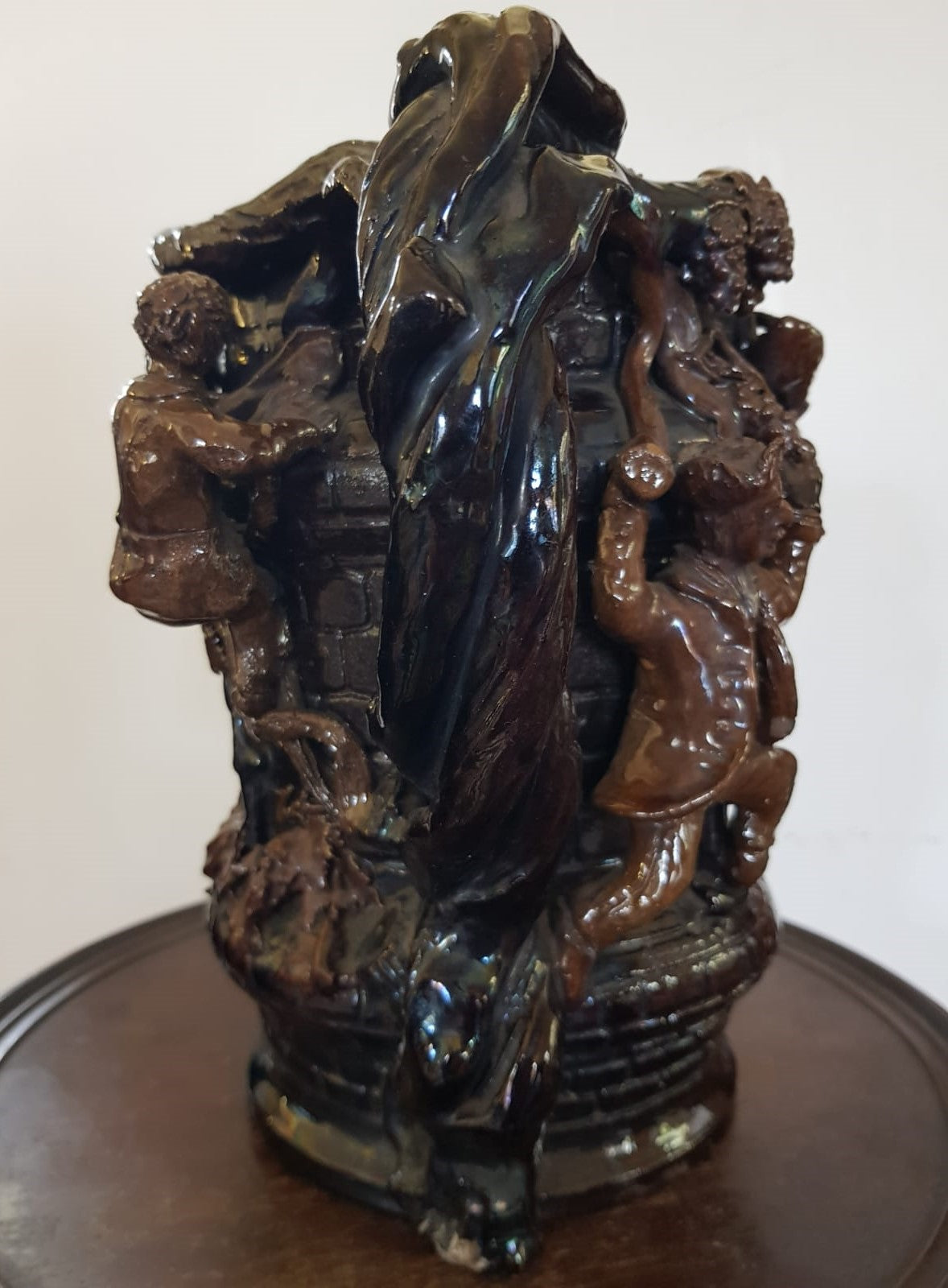 "Grape Picker" Ceramic Jug, Edward Bingham For Hedingham Castle Pottery, England, late 19th Century