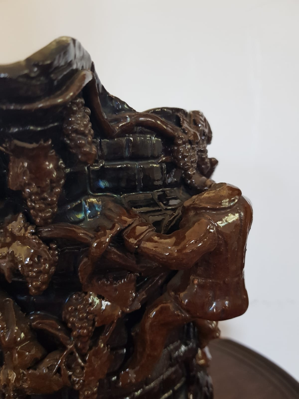 "Grape Picker" Ceramic Jug, Edward Bingham For Hedingham Castle Pottery, England, late 19th Century