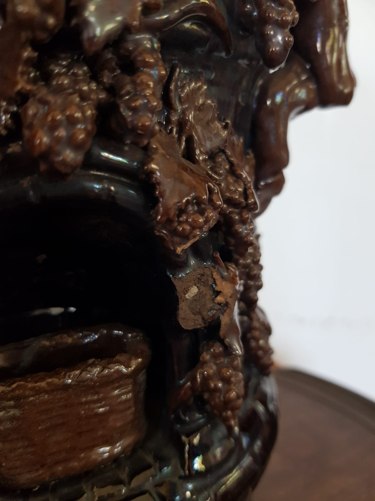 "Grape Picker" Ceramic Jug, Edward Bingham For Hedingham Castle Pottery, England, late 19th Century