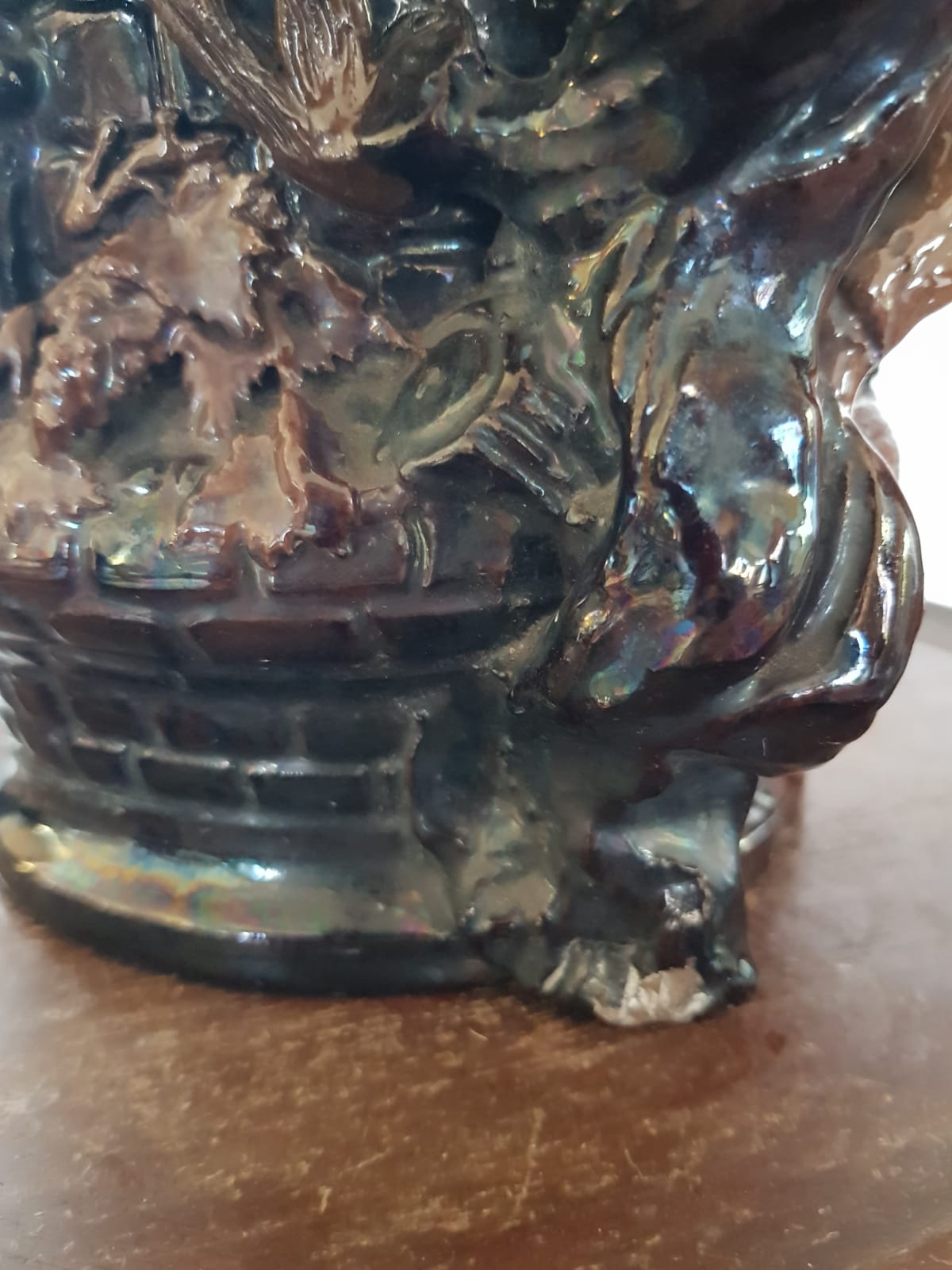 "Grape Picker" Ceramic Jug, Edward Bingham For Hedingham Castle Pottery, England, late 19th Century