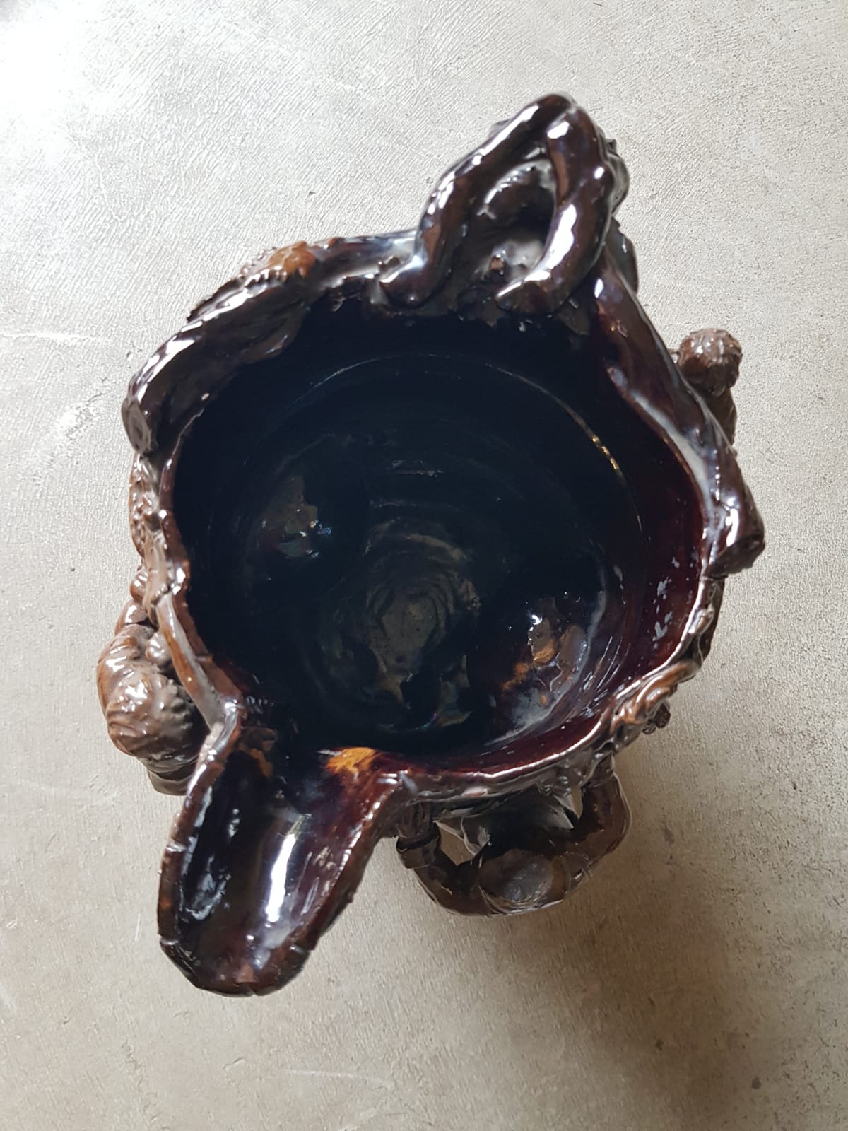 "Grape Picker" Ceramic Jug, Edward Bingham For Hedingham Castle Pottery, England, late 19th Century