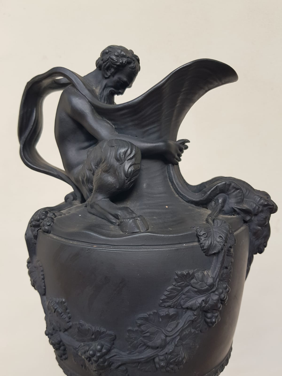 Wine Ewer With Satyr, Black Basalt, Wedgwood, England, 19th Century