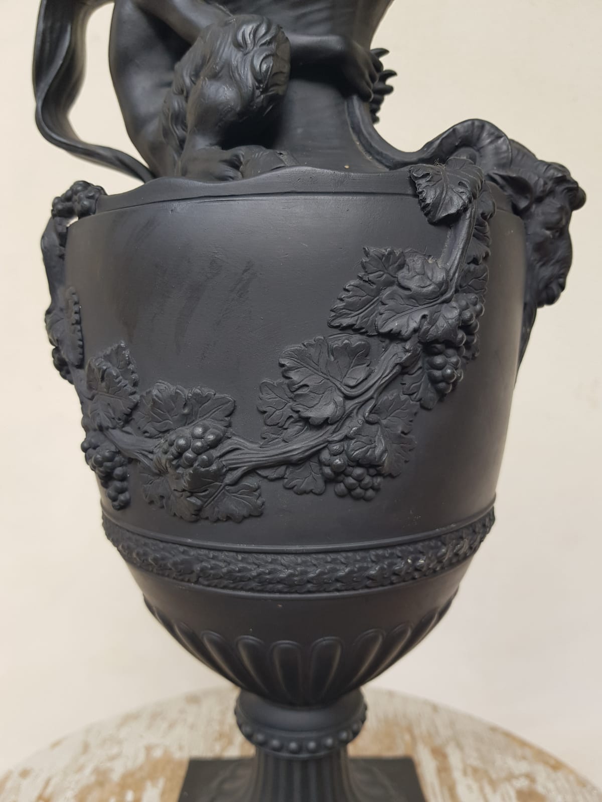 Wine Ewer With Satyr, Black Basalt, Wedgwood, England, 19th Century