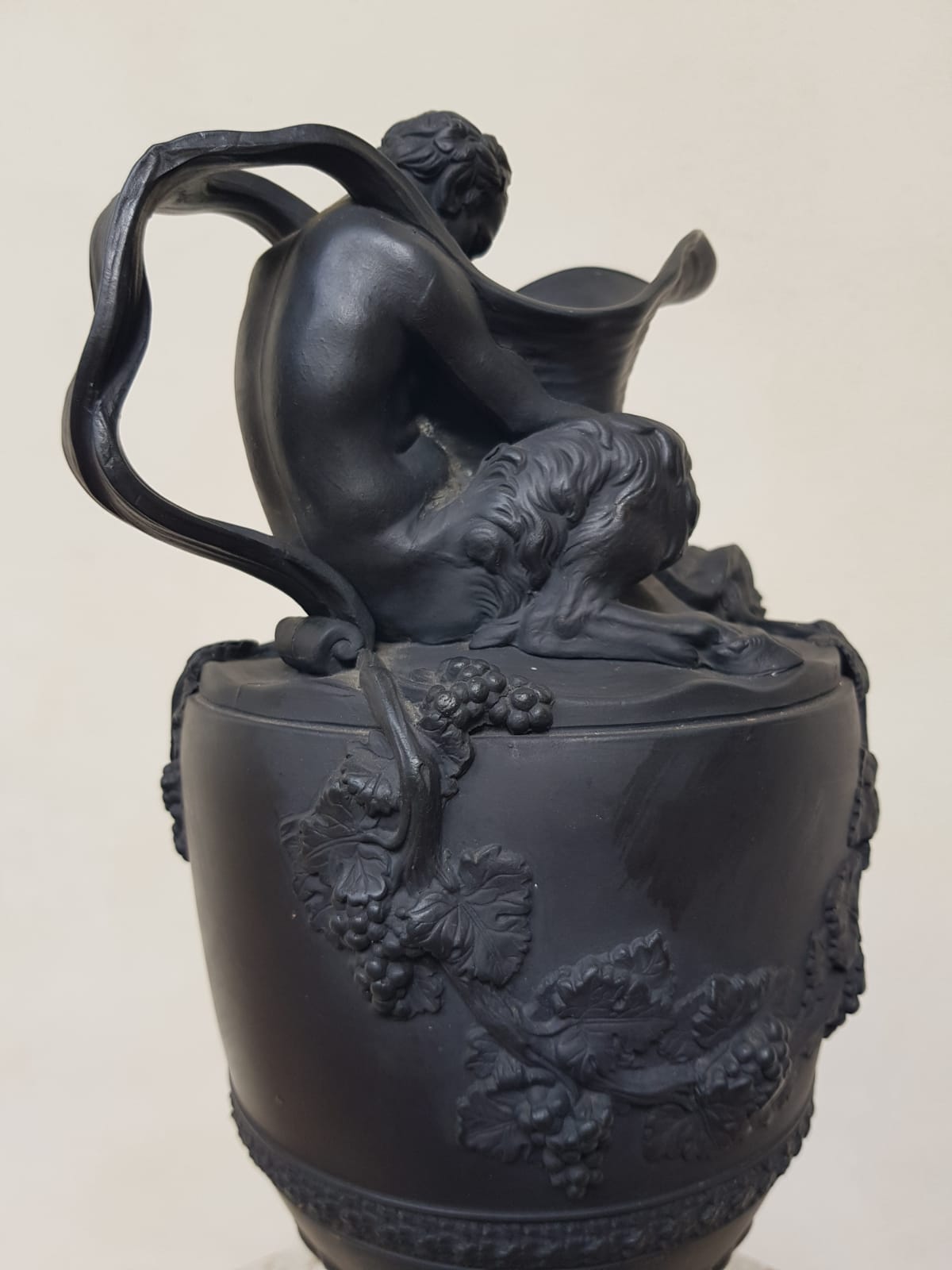 Wine Ewer With Satyr, Black Basalt, Wedgwood, England, 19th Century