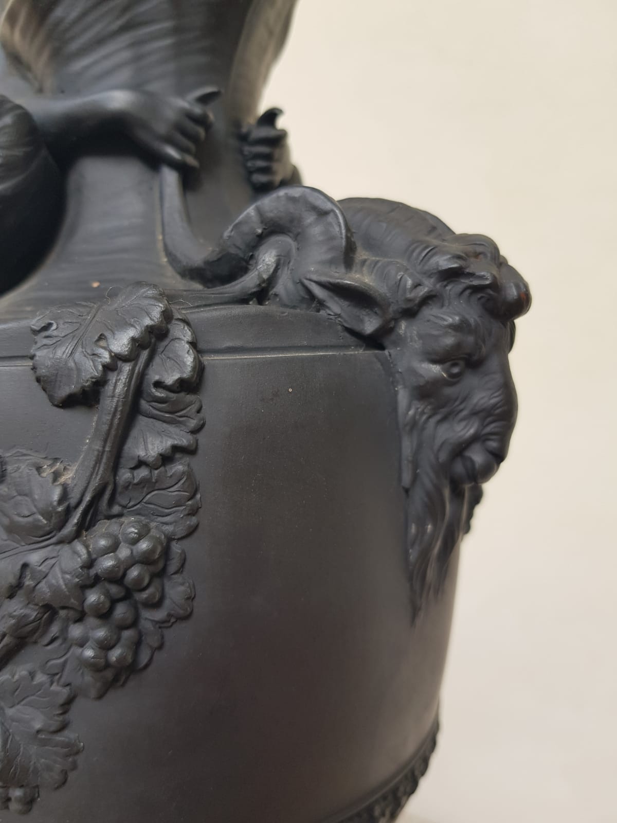 Wine Ewer With Satyr, Black Basalt, Wedgwood, England, 19th Century