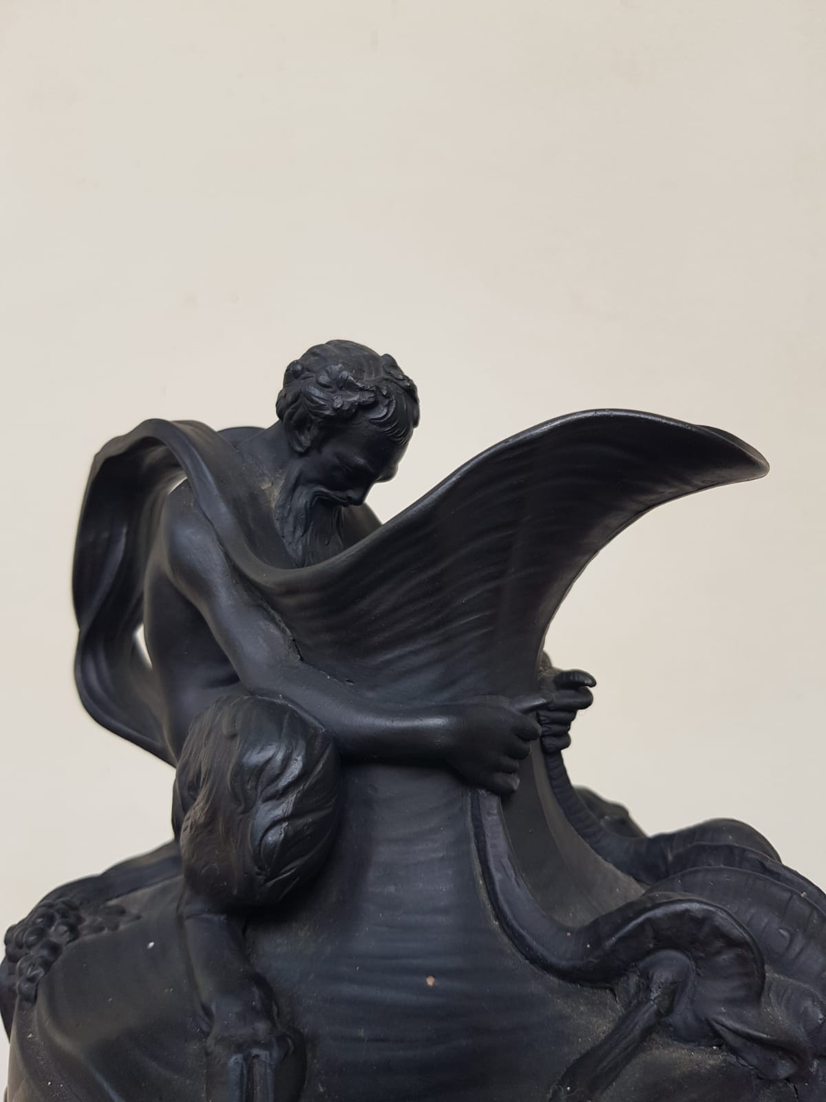 Wine Ewer With Satyr, Black Basalt, Wedgwood, England, 19th Century