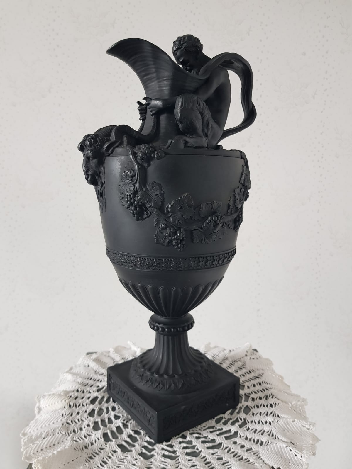 Wine Ewer With Satyr, Black Basalt, Wedgwood, England, 19th Century