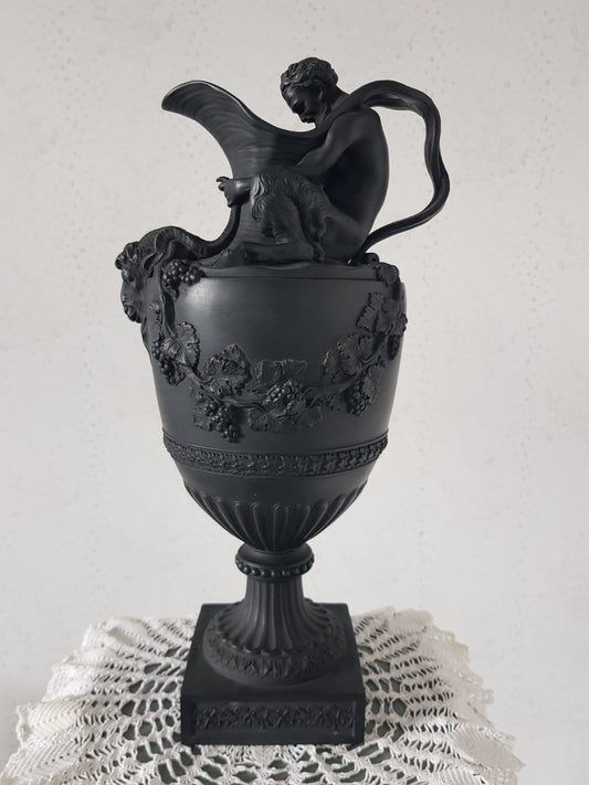 Wine Ewer With Satyr, Black Basalt, Wedgwood, England, 19th Century