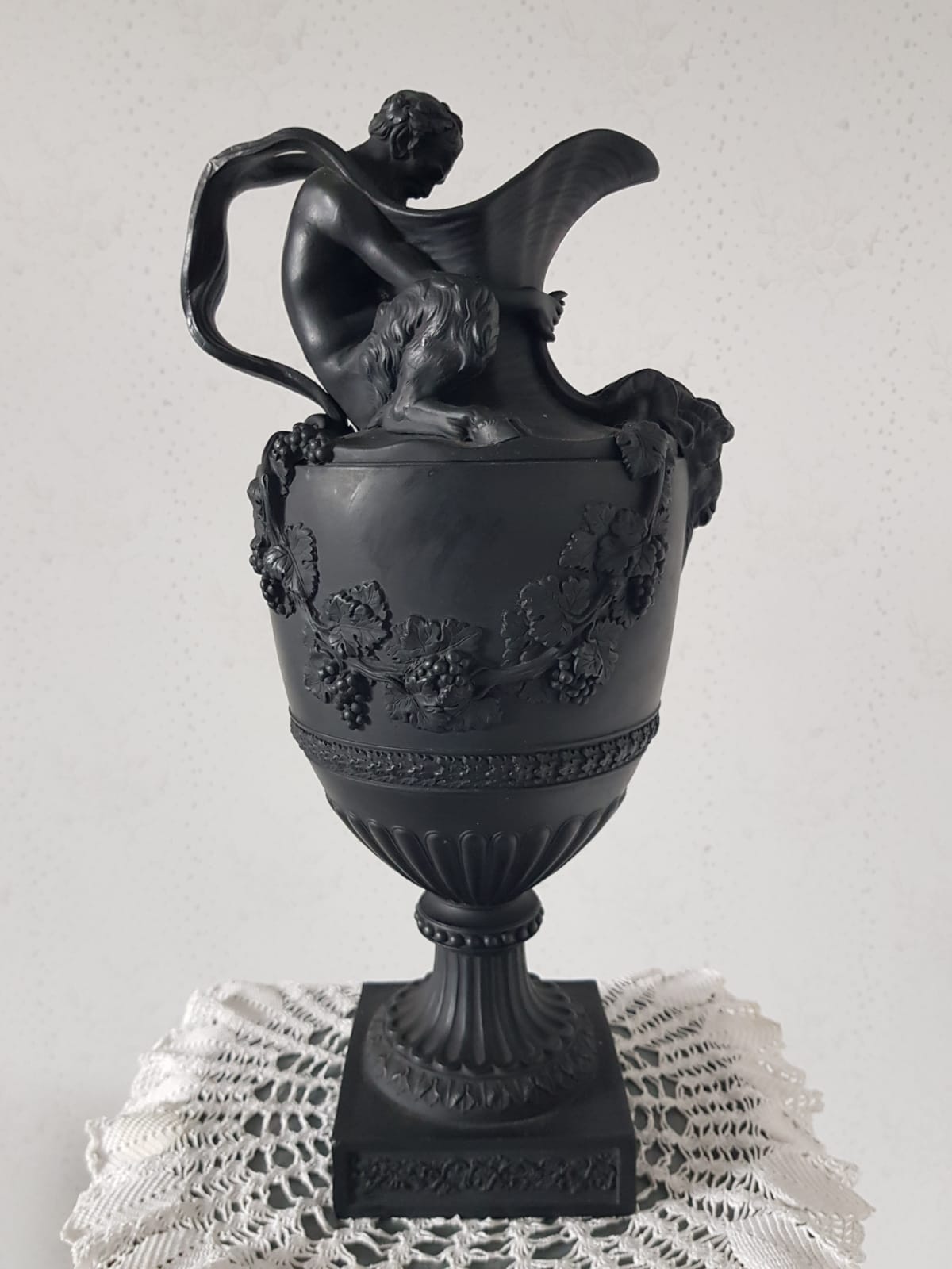 Wine Ewer With Satyr, Black Basalt, Wedgwood, England, 19th Century