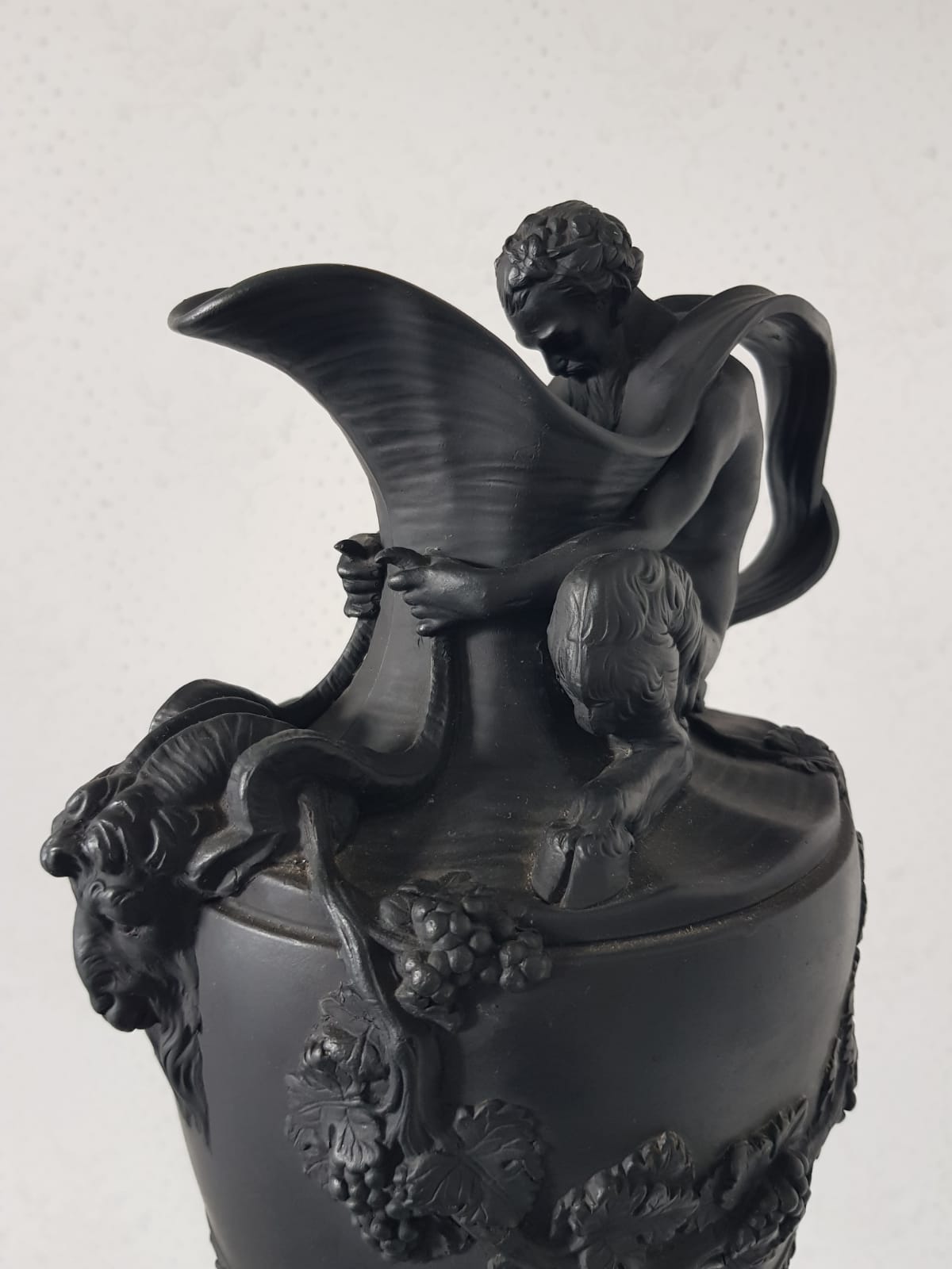 Wine Ewer With Satyr, Black Basalt, Wedgwood, England, 19th Century