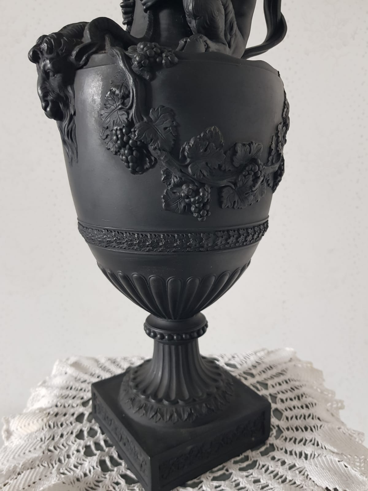 Wine Ewer With Satyr, Black Basalt, Wedgwood, England, 19th Century