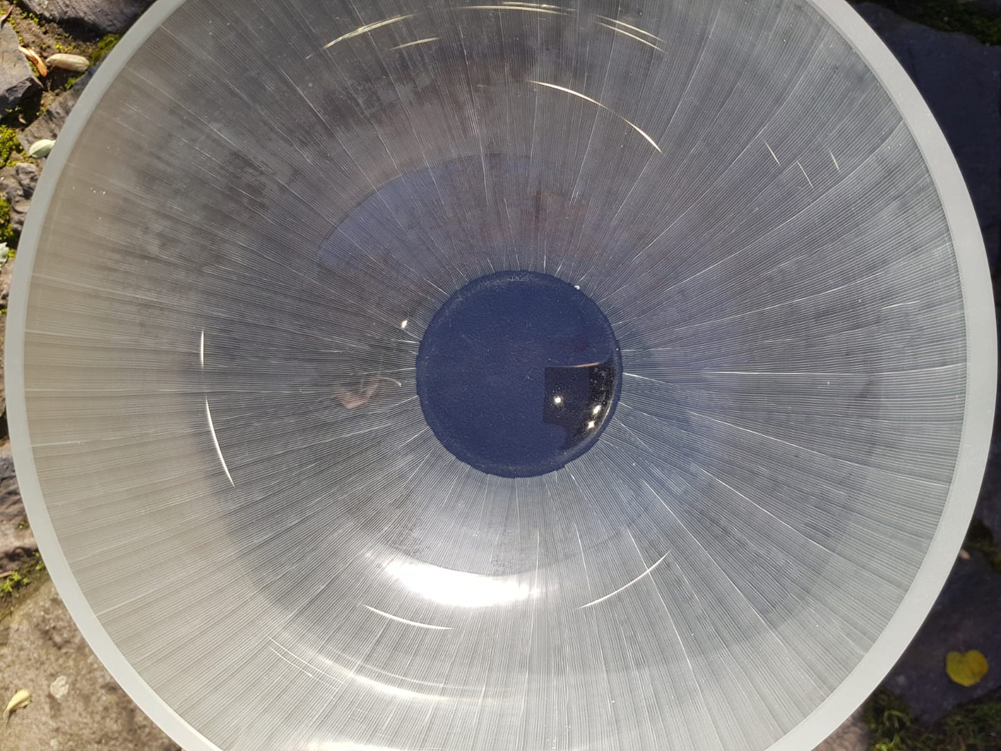 Large Vintage Ribbed Frosted  Glass Bowl, Mid 20th Century