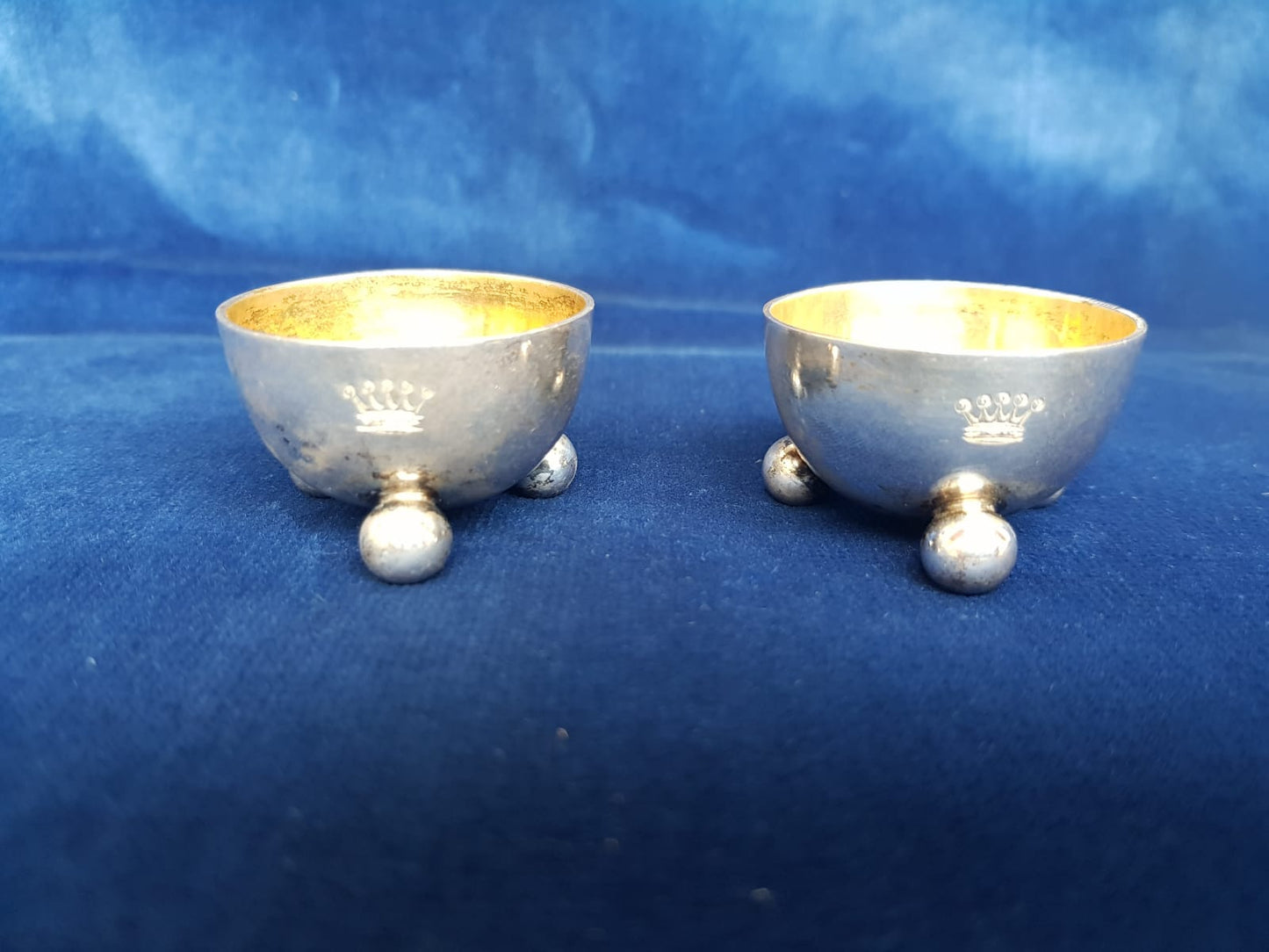 Pair of Gilded 800 Silver Salt Cellars by H.J.Wilm, Germany late 19th Century