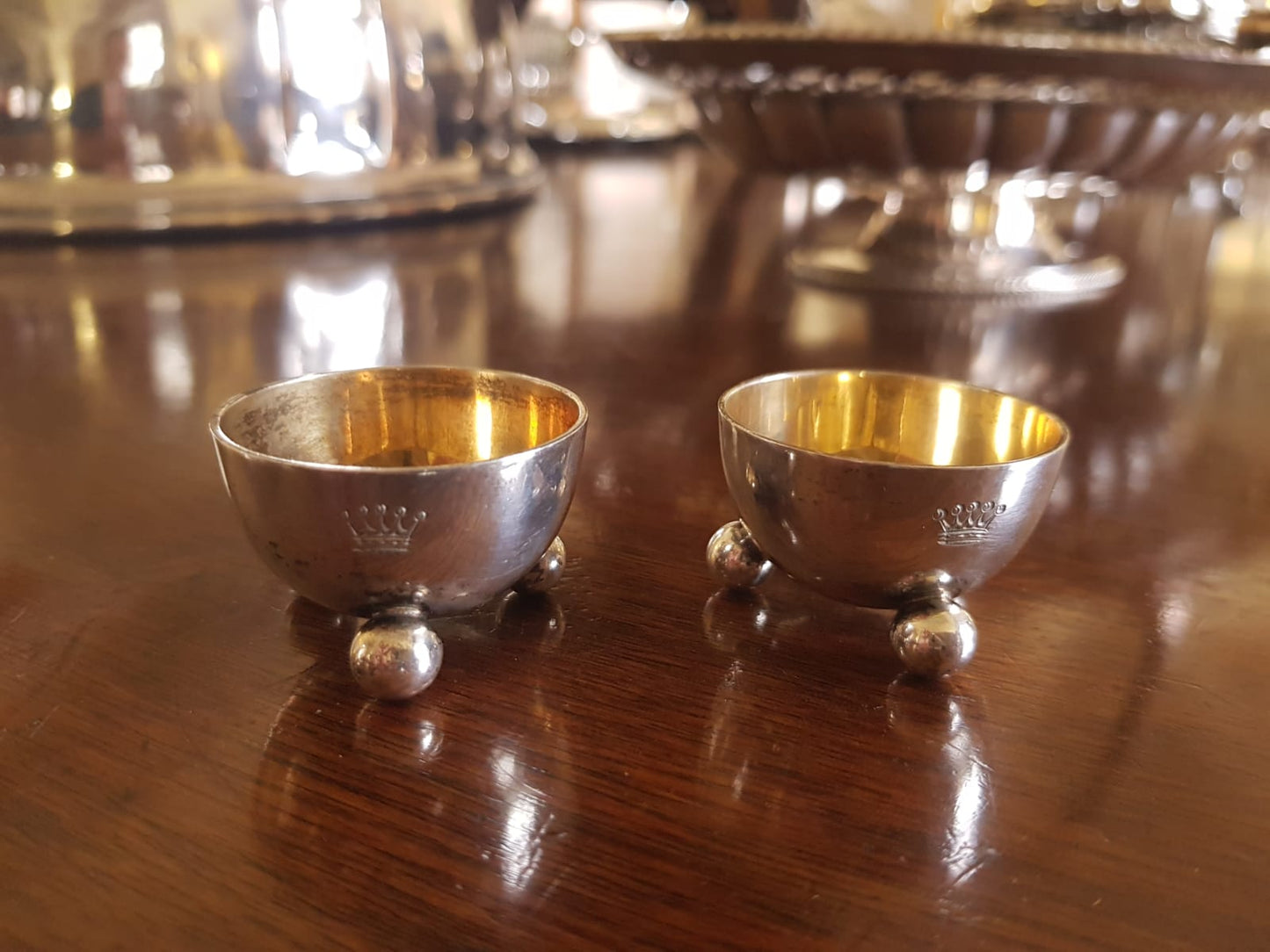 Pair of Gilded 800 Silver Salt Cellars by H.J.Wilm, Germany late 19th Century