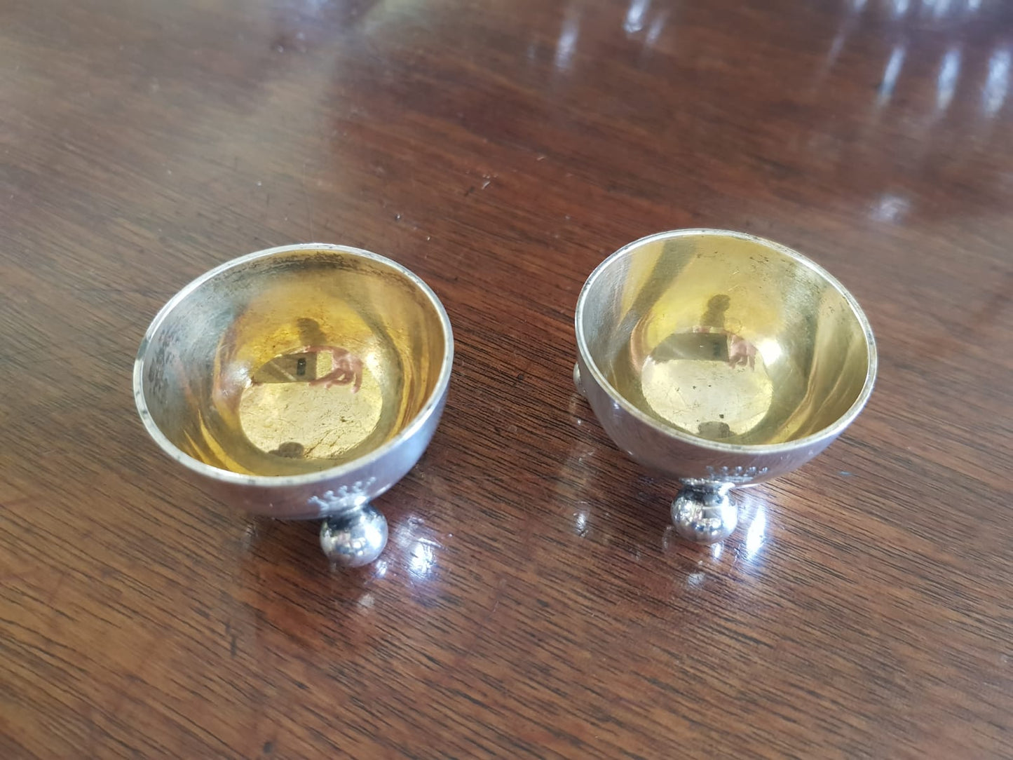 Pair of Gilded 800 Silver Salt Cellars by H.J.Wilm, Germany late 19th Century