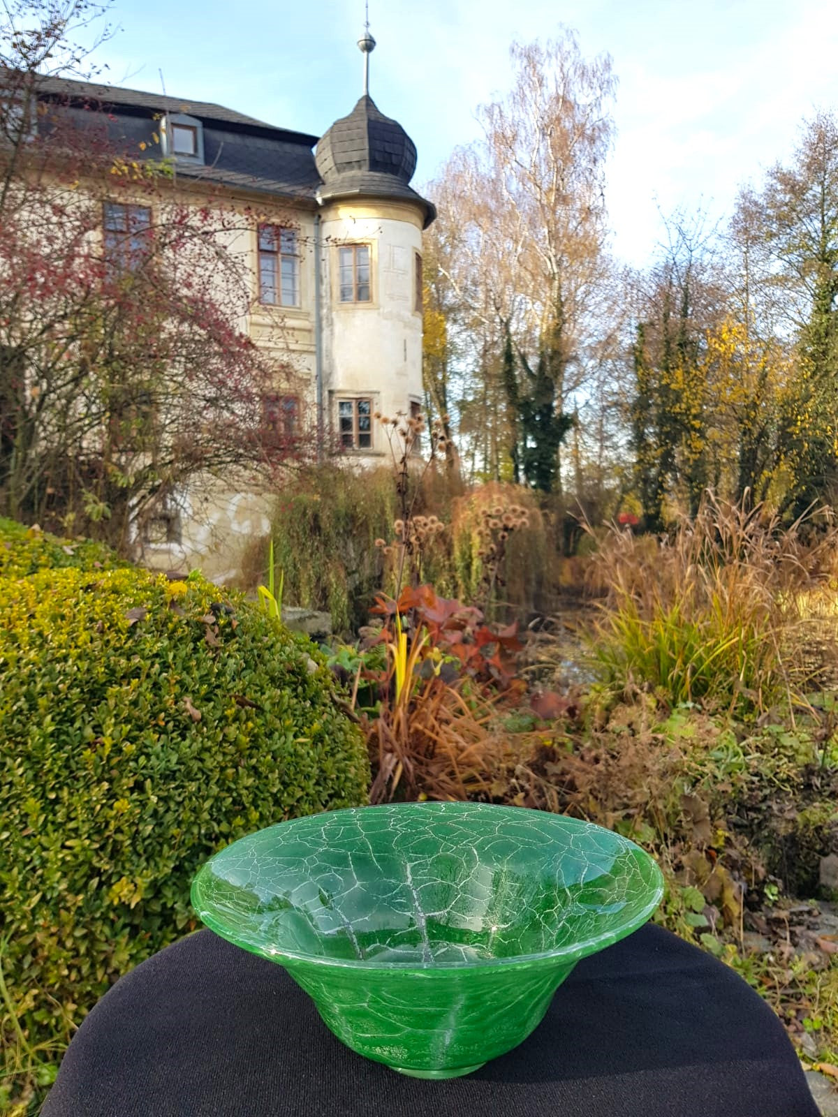 Art Deco WMF Ikora "Craquelé" Green Glass Bowl, Designed by Karl Wiedmann, Germany 1930s