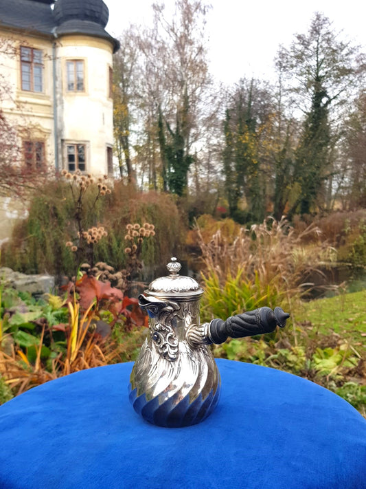 Exquisite Antique French Sterling Silver Chocolate Pot (Chocolatière), late 19th Century