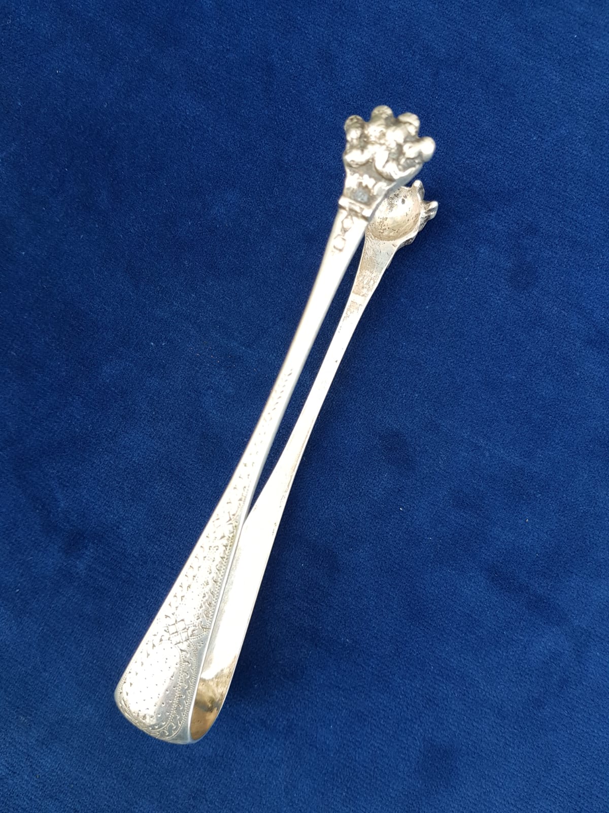 Antique 925 Sterling Silver Sugar Tongs, France, 19th Century
