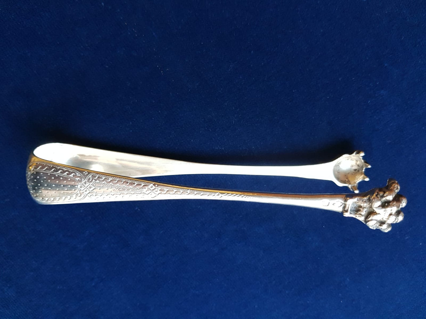 Antique 925 Sterling Silver Sugar Tongs, France, 19th Century