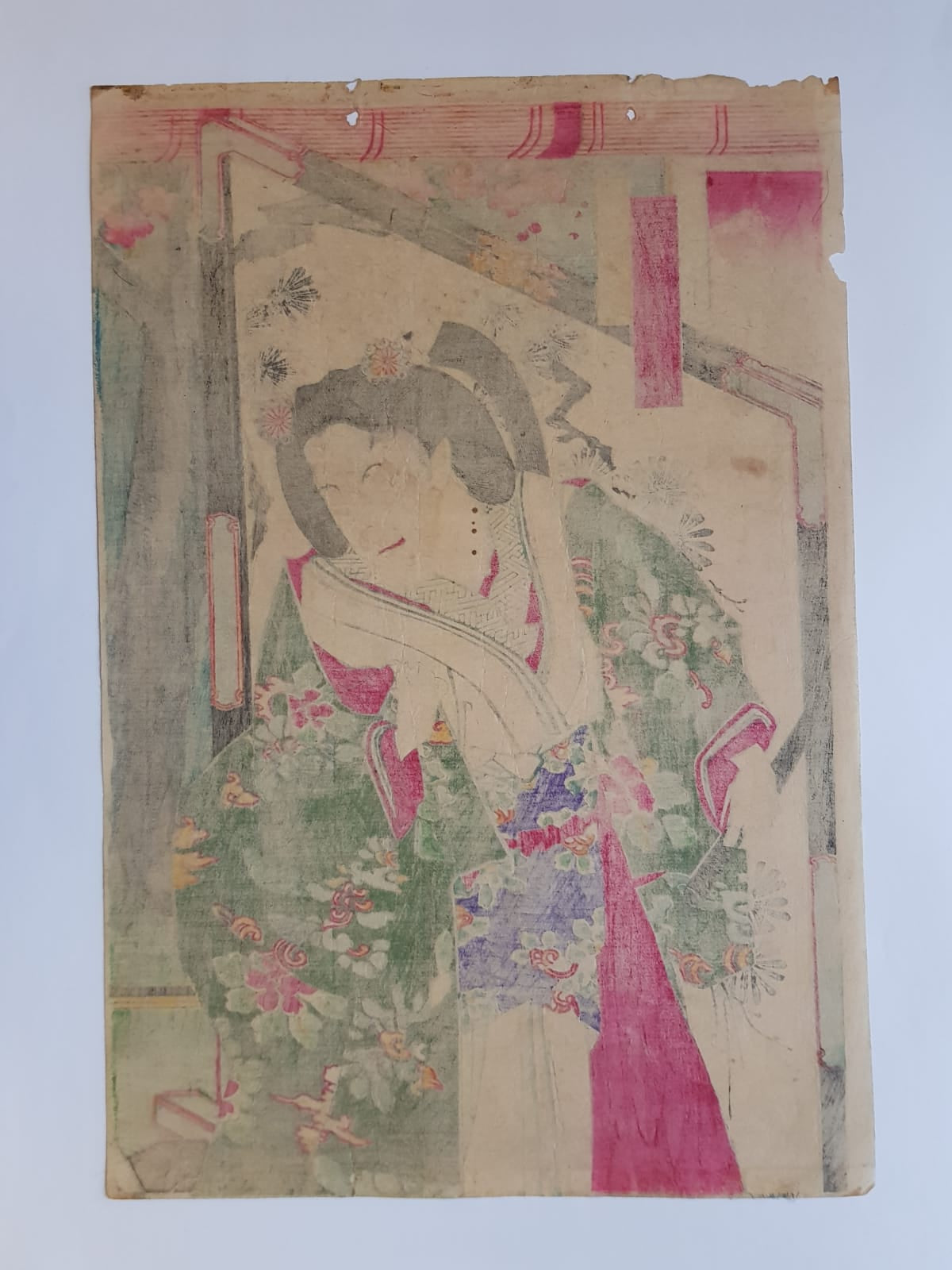 Toyohara Kunichika, Antique Woodblock Print of Actor Ichikawa Kuzo, 1867, Meiji Period