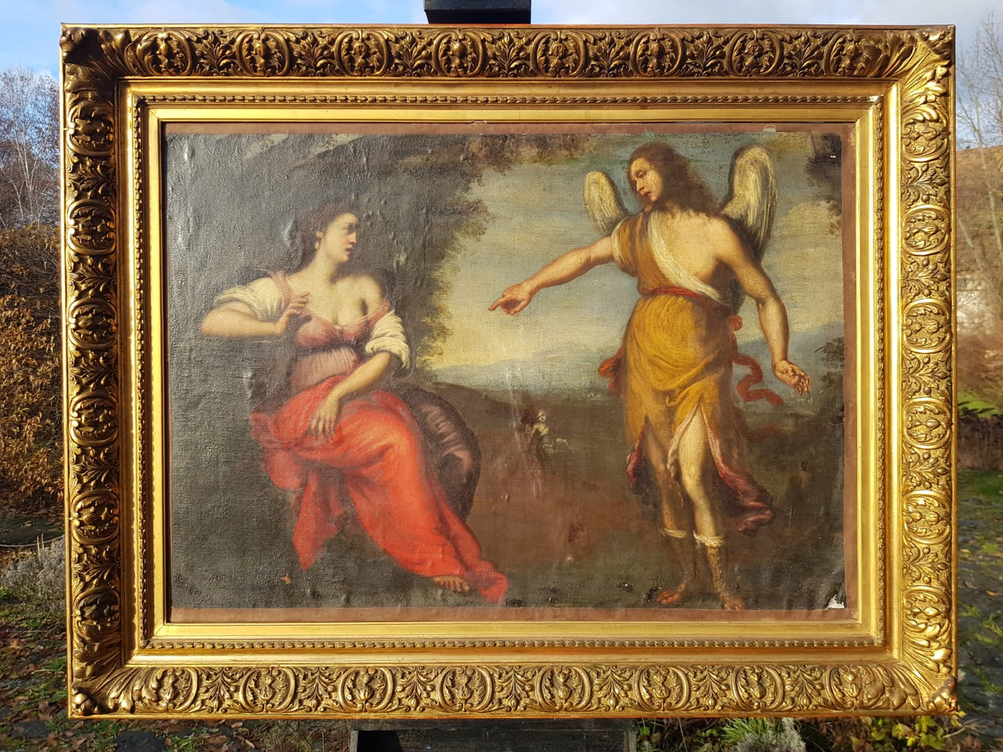 Hagar and The Angel, Oil on Canvas, Framed, Italian School, 17th Century