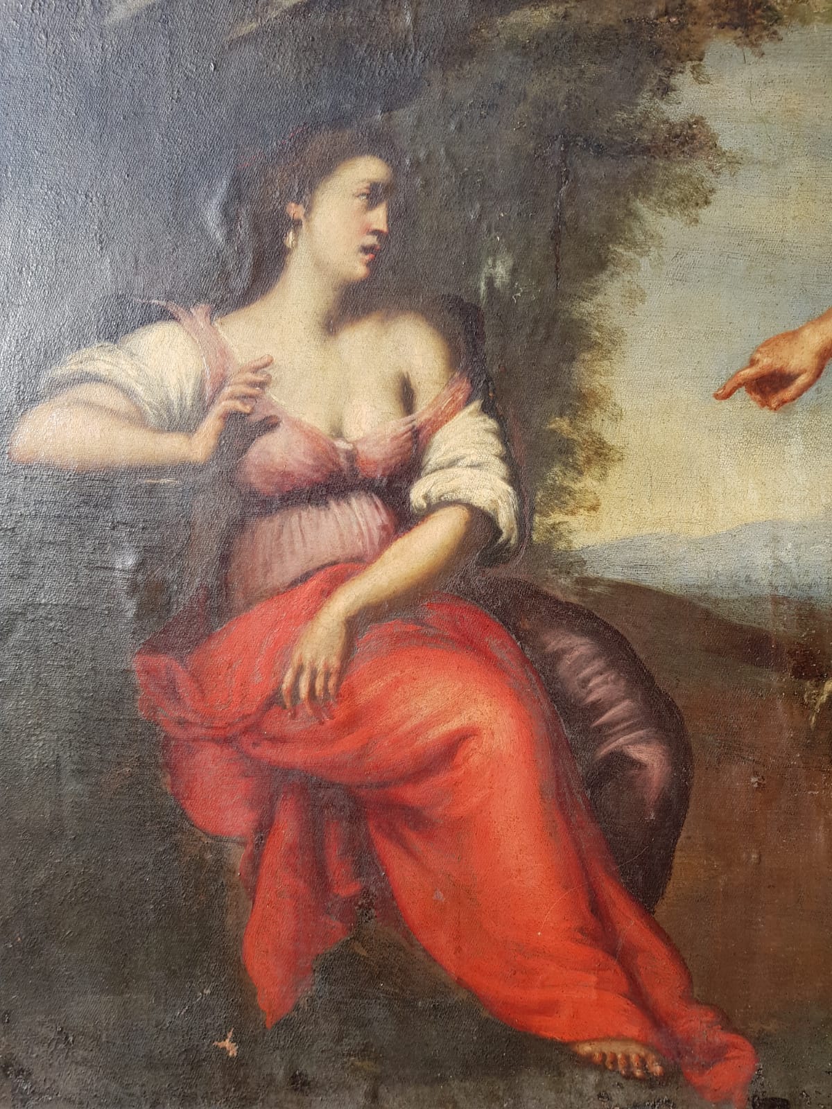 Hagar and The Angel, Oil on Canvas, Framed, Italian School, 17th Century